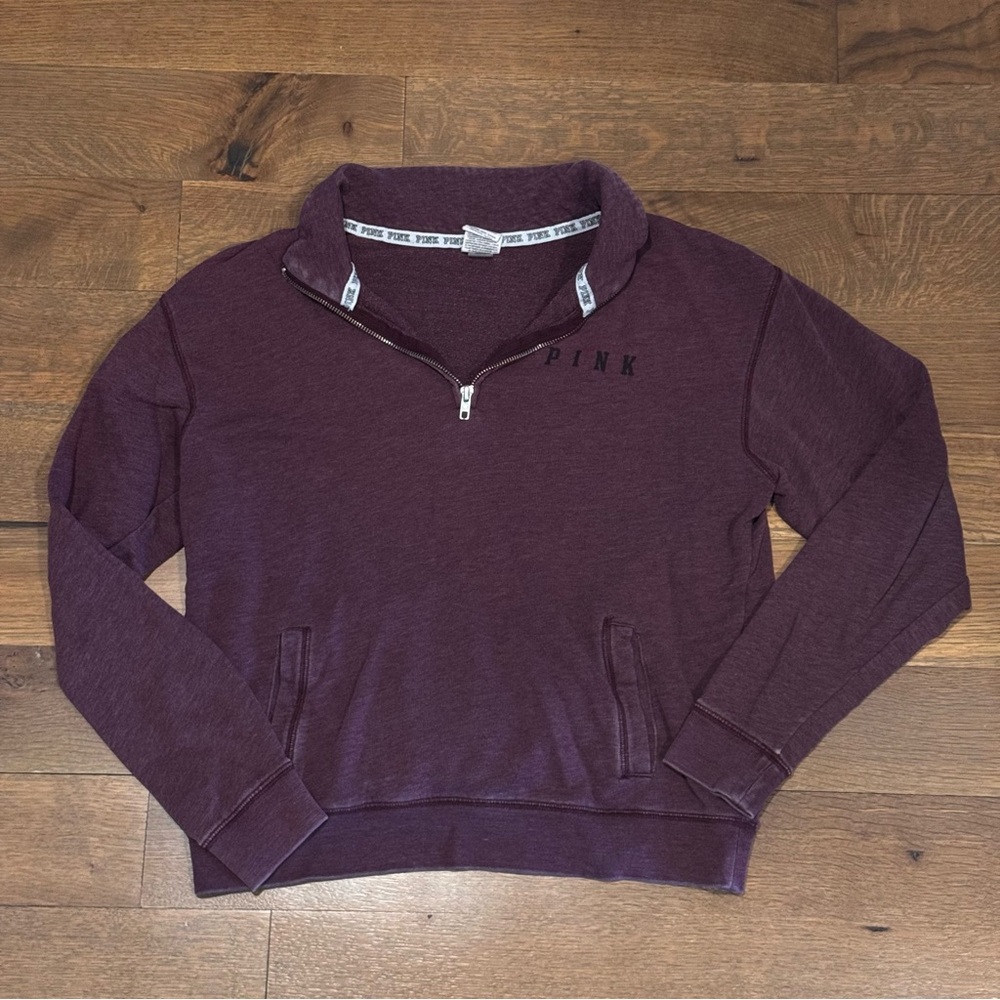Victoria's Secret PINK Maroon Quarter Zip Sweater Size Small